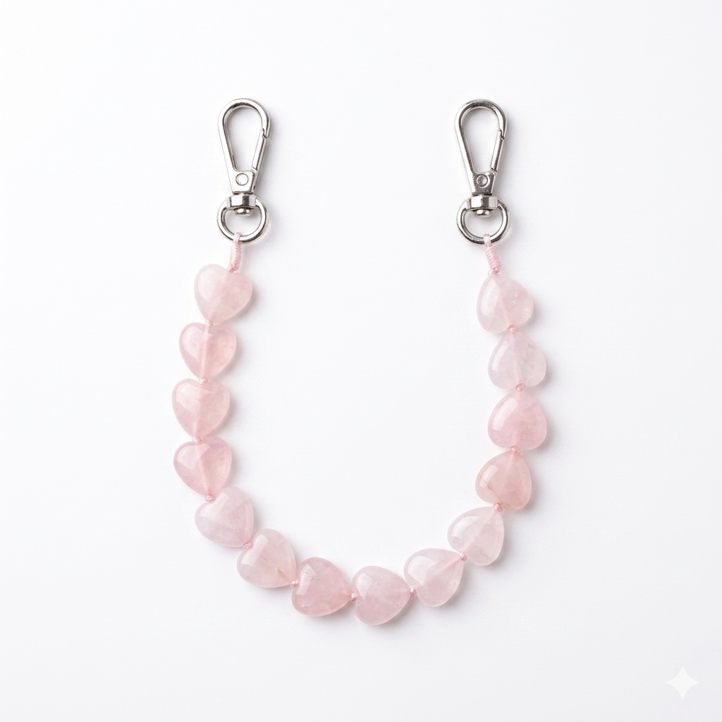 ROSE QUARTZ HEARTS BRACELET LOVE . HEALING